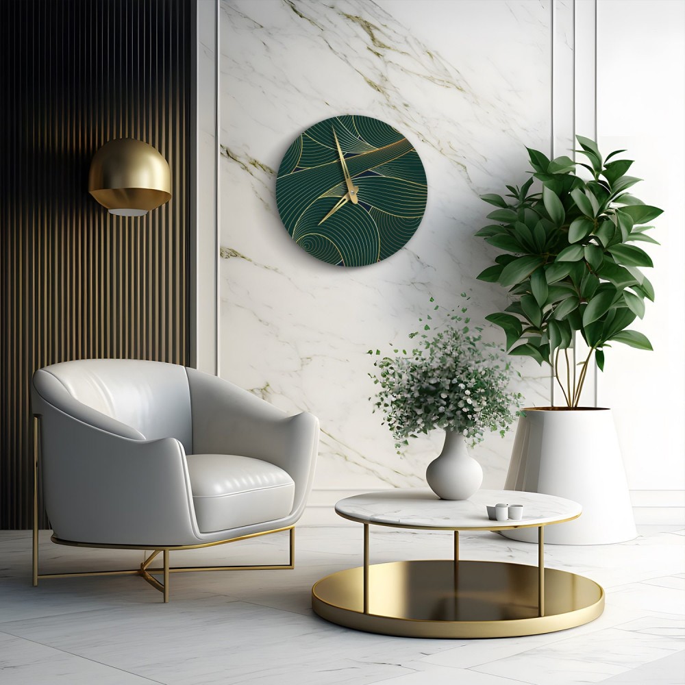 Green and gold wall clock