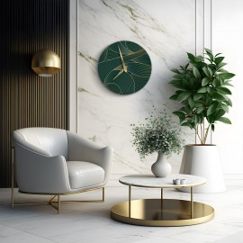 Green and gold wall clock