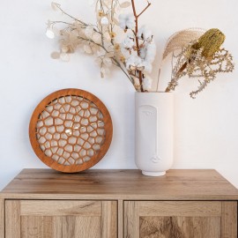 Wooden honeycomb wall clock