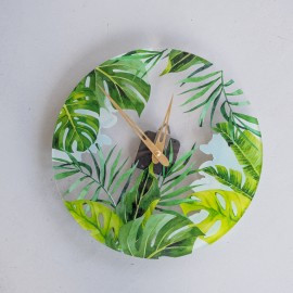 Tropical leaves wall clock