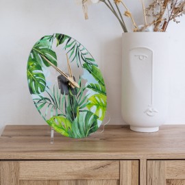 Tropical leaves wall clock