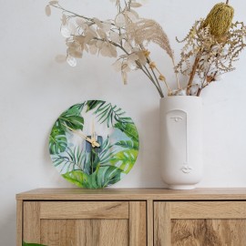 Tropical leaves wall clock