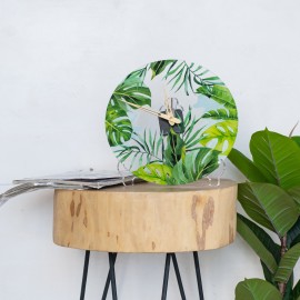 Tropical leaves wall clock